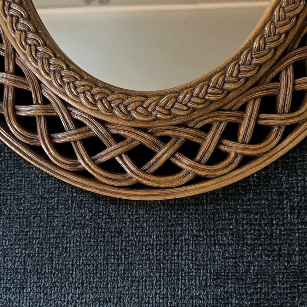 Vintage Homco Dart 1978 Faux Rattan MCM Mirror